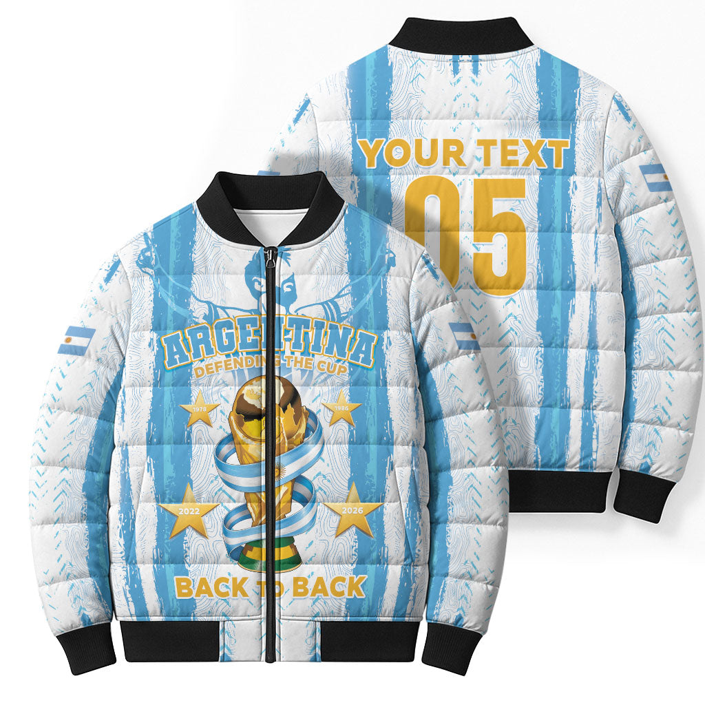 Custom Argentina World Final Football Bomber Puffer Jacket Back To Back 2022 2026