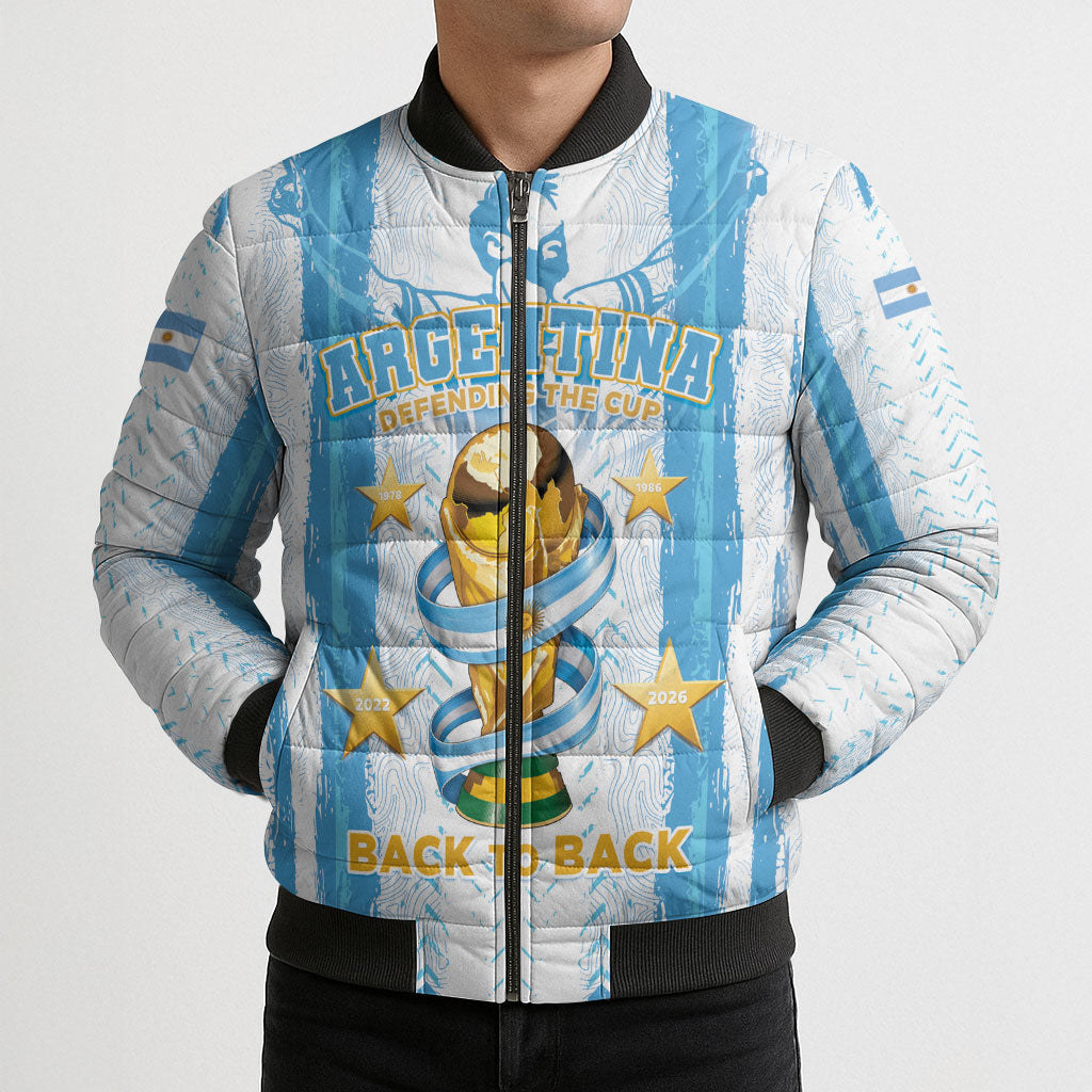 Custom Argentina World Final Football Bomber Puffer Jacket Back To Back 2022 2026