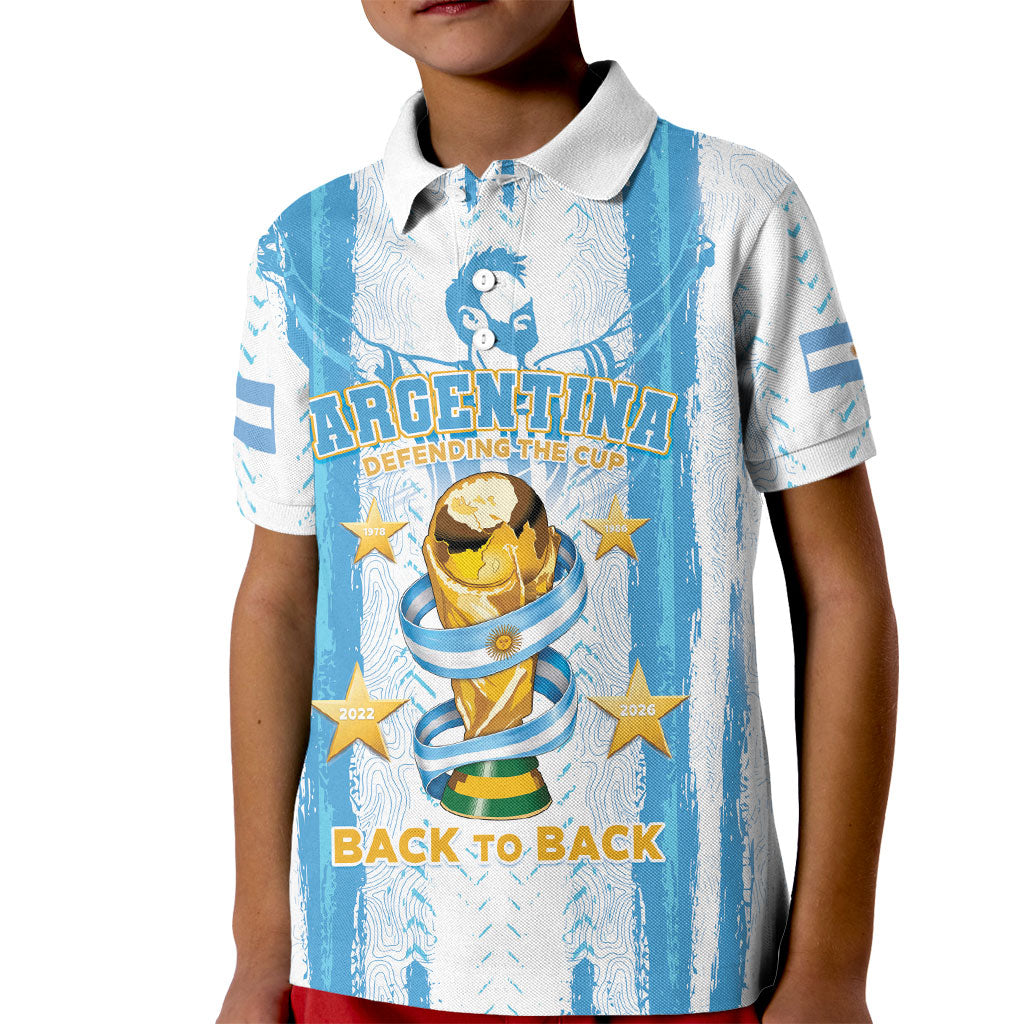Custom Argentina World Final Football Kid Polo Shirt Back To Back 2022 2026