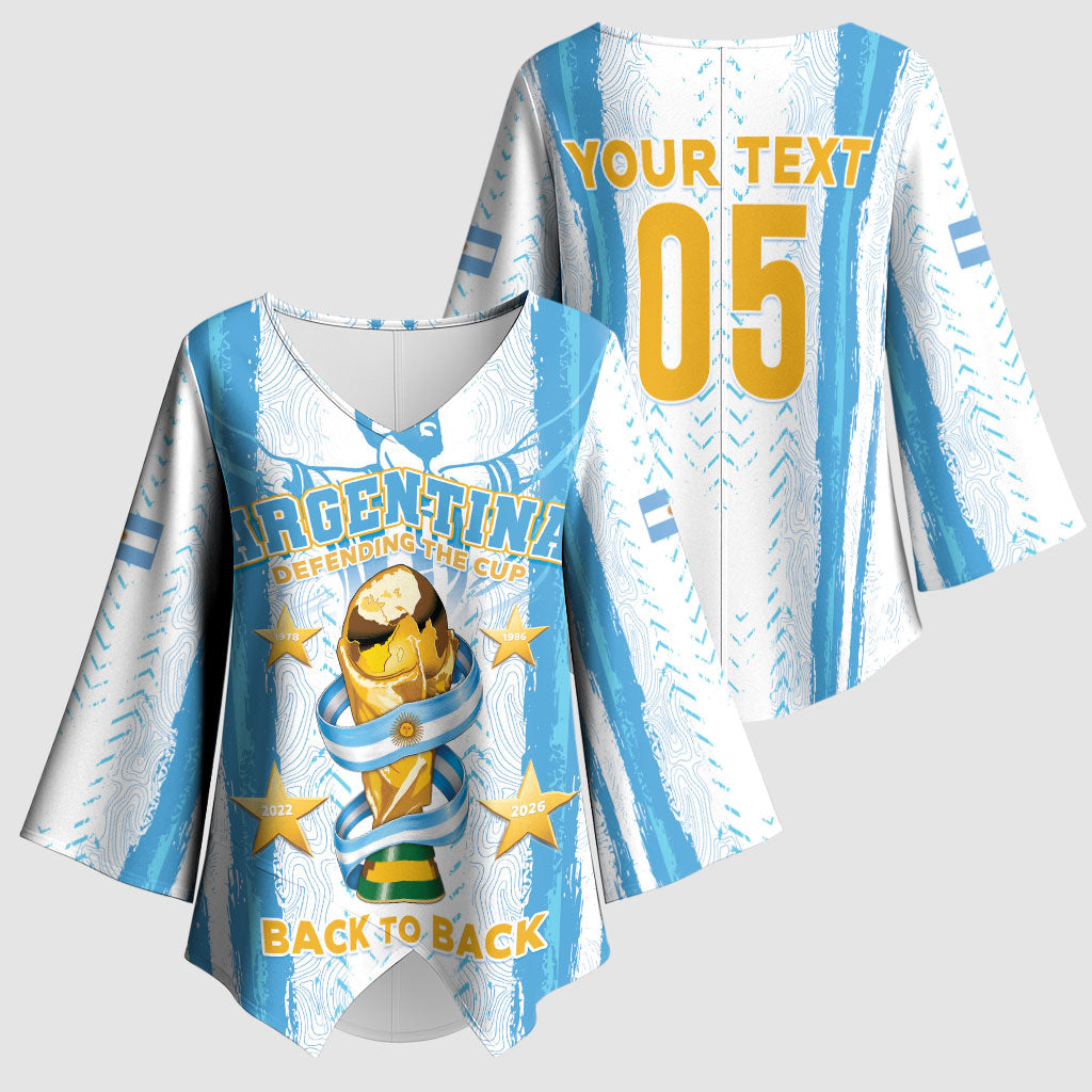 Custom Argentina World Final Football Kimono Sleeve Blouse Back To Back 2022 2026