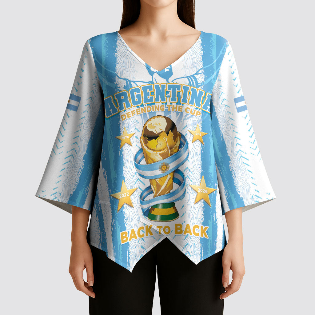 Custom Argentina World Final Football Kimono Sleeve Blouse Back To Back 2022 2026