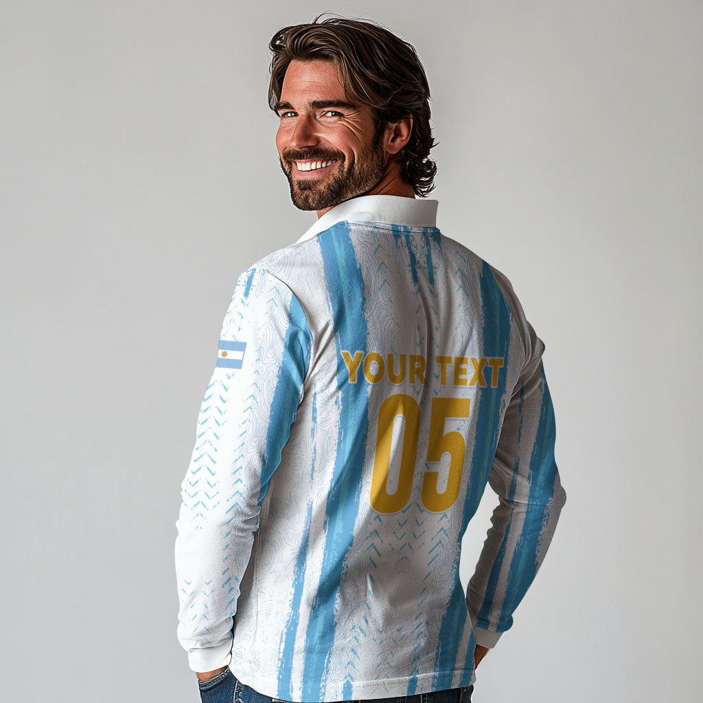 Custom Argentina World Final Football Long Sleeve Polo Shirt Back To Back 2022 2026
