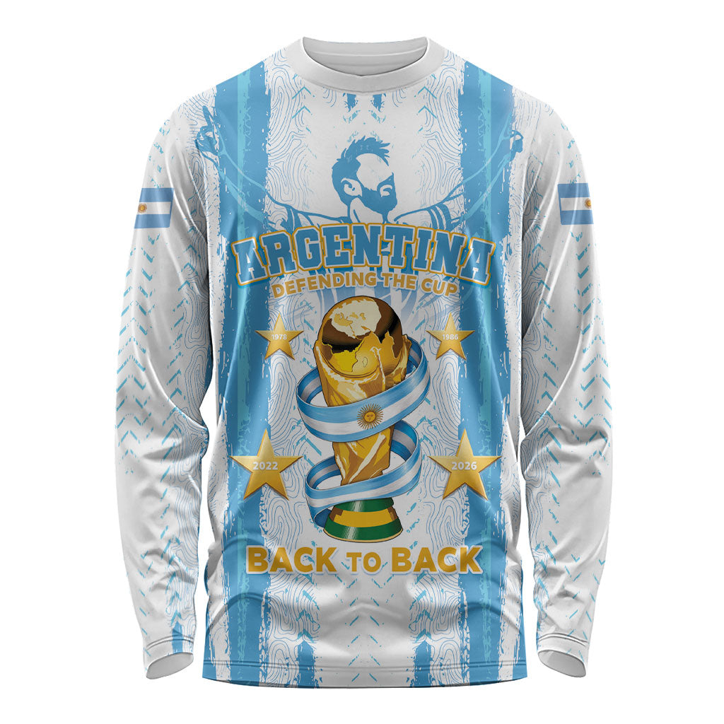 Custom Argentina World Final Football Long Sleeve Shirt Back To Back 2022 2026