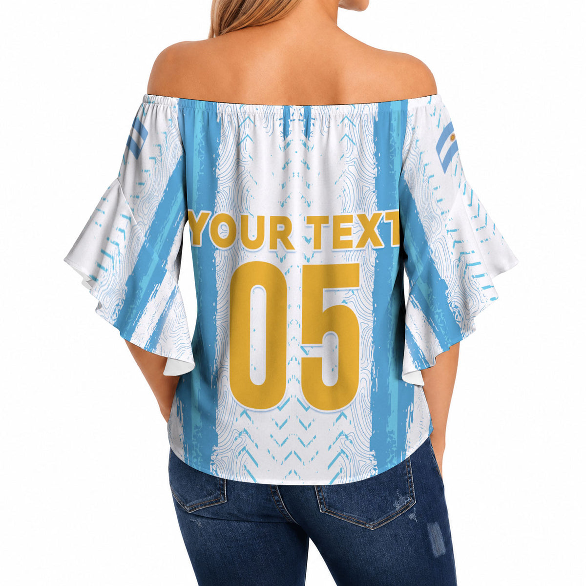 Custom Argentina World Final Football Off Shoulder Wrap Waist Top Back To Back 2022 2026