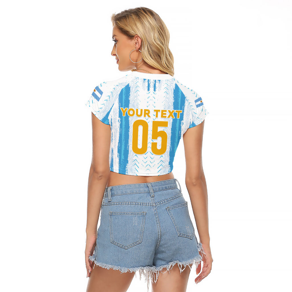 Custom Argentina World Final Football Raglan Cropped T Shirt Back To Back 2022 2026