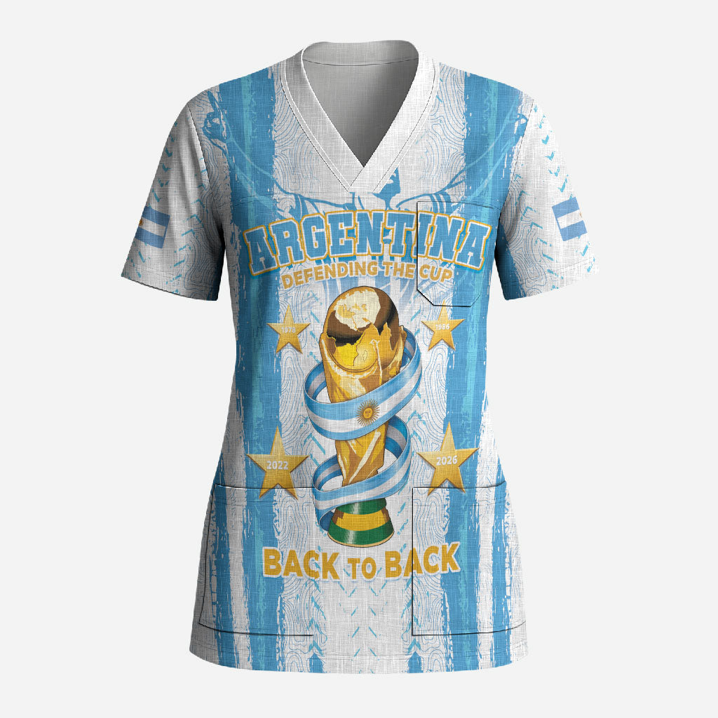 Custom Argentina World Final Football Scrub Top Back To Back 2022 2026