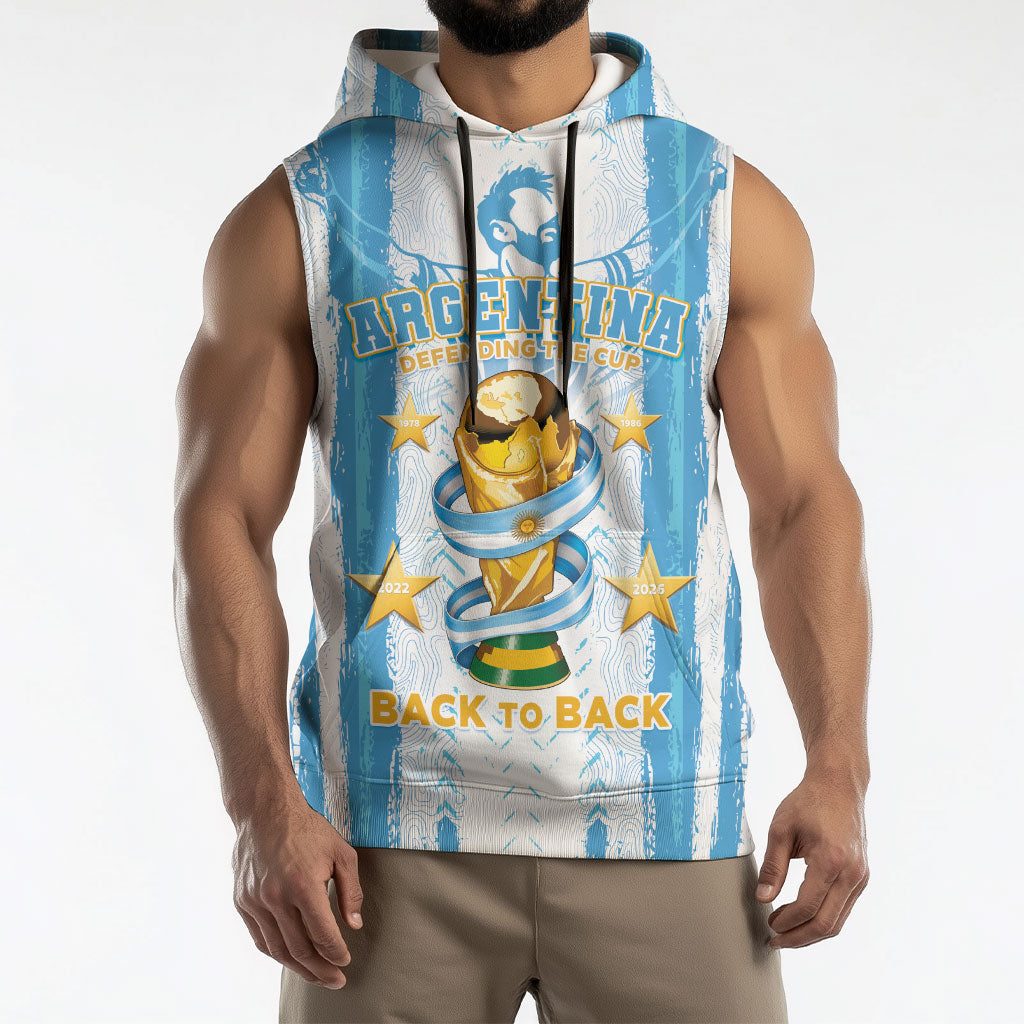Custom Argentina World Final Football Sleeveless Hoodie Back To Back 2022 2026