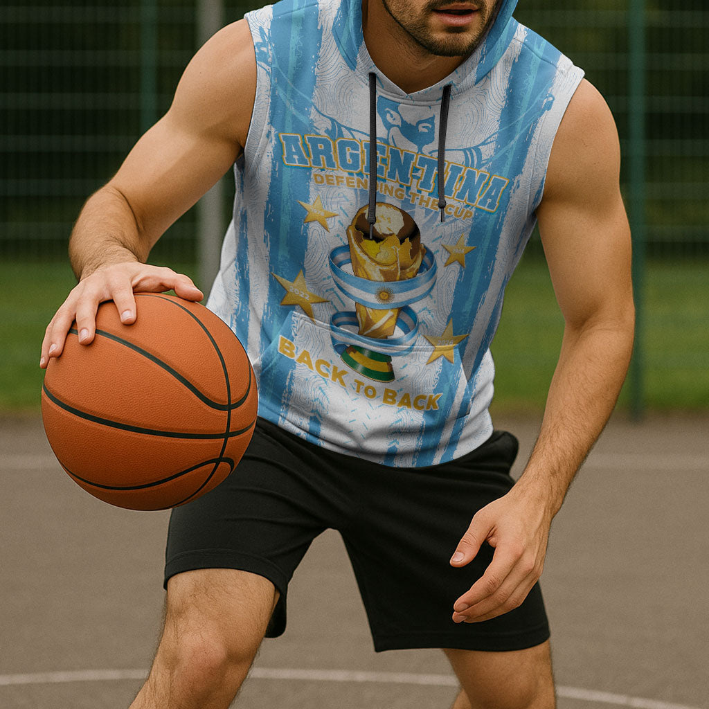 Custom Argentina World Final Football Sleeveless Hoodie Back To Back 2022 2026