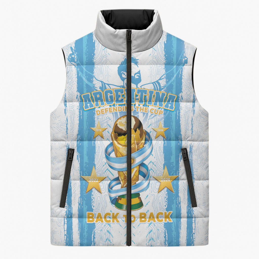 Custom Argentina World Final Football Sleeveless Puffer Jacket Back To Back 2022 2026