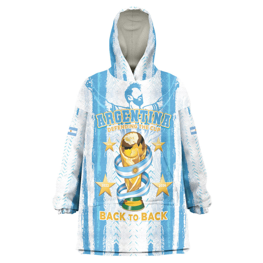Custom Argentina World Final Football Wearable Blanket Hoodie Back To Back 2022 2026