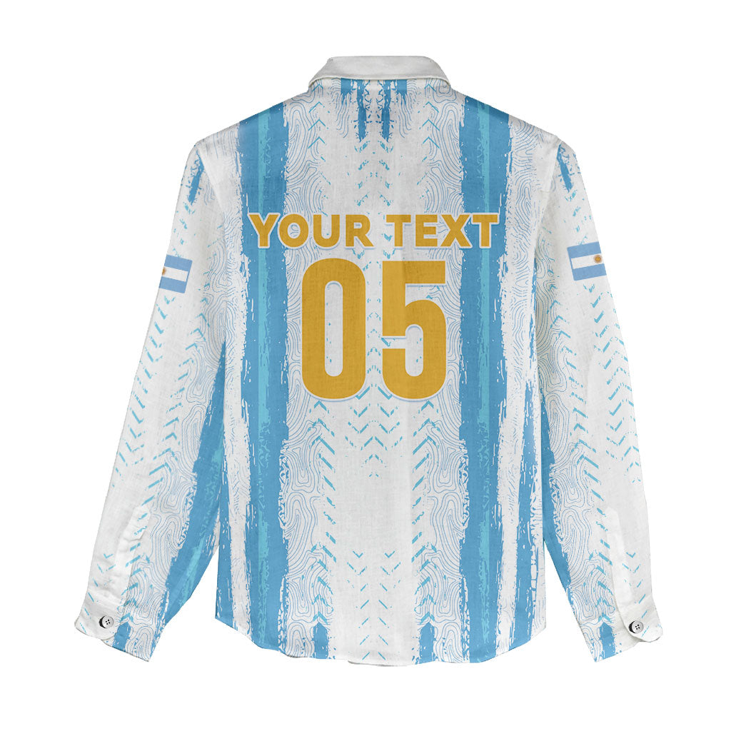 Custom Argentina World Final Football Women Casual Shirt Back To Back 2022 2026