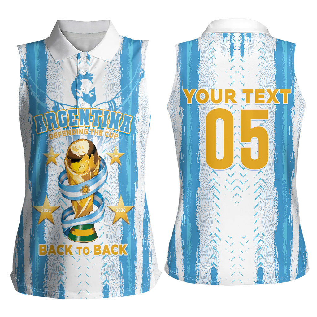 Custom Argentina World Final Football Women Sleeveless Polo Shirt Back To Back 2022 2026