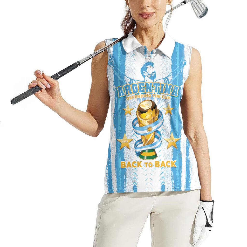 Custom Argentina World Final Football Women Sleeveless Polo Shirt Back To Back 2022 2026