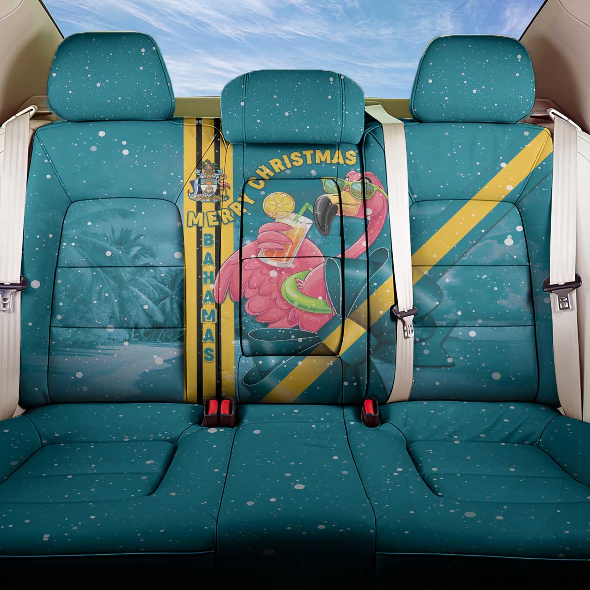 Bahamas Christmas Back Car Seat Cover Merry Mingo Tropical Vibes - Wonder Print Shop