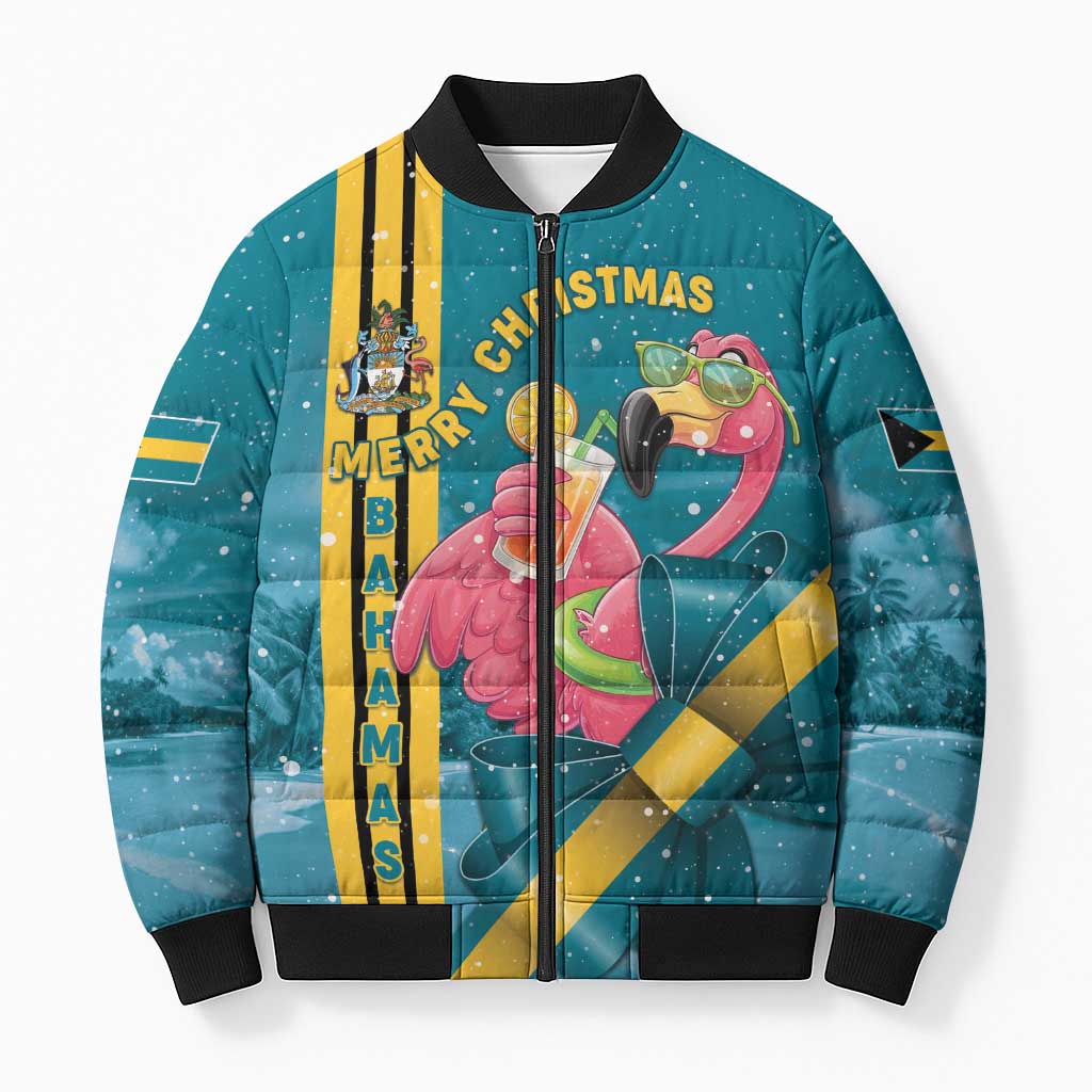 Bahamas Christmas Bomber Puffer Jacket Merry Mingo Tropical Vibes - Wonder Print Shop