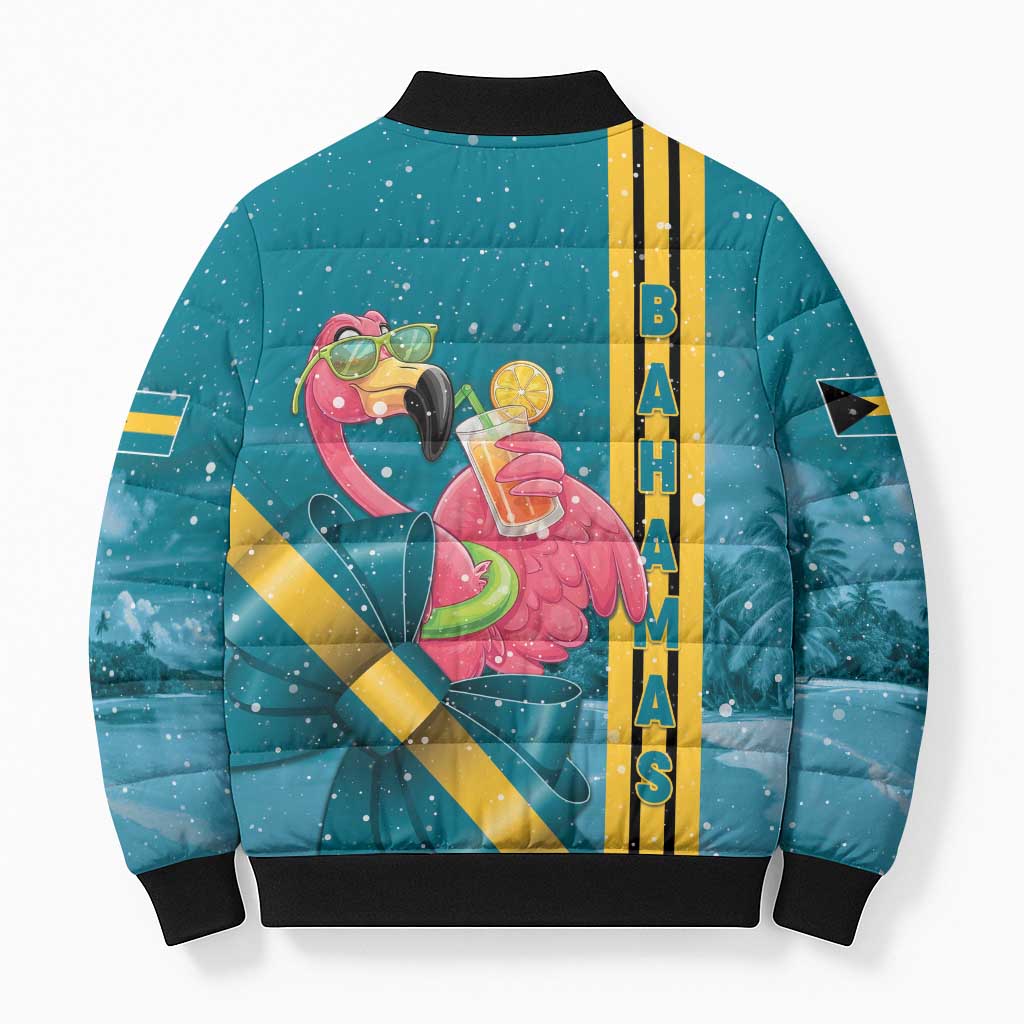 Bahamas Christmas Bomber Puffer Jacket Merry Mingo Tropical Vibes - Wonder Print Shop