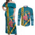 Bahamas Christmas Couples Matching Off Shoulder Maxi Dress and Long Sleeve Button Shirt Merry Mingo Tropical Vibes - Wonder Print Shop