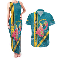 Bahamas Christmas Couples Matching Tank Maxi Dress and Hawaiian Shirt Merry Mingo Tropical Vibes - Wonder Print Shop