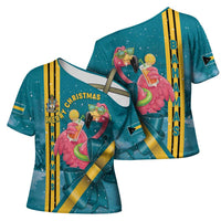 Bahamas Christmas Cross Shoulder Shirt Merry Mingo Tropical Vibes - Wonder Print Shop