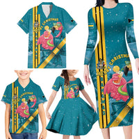 Bahamas Christmas Family Matching Long Sleeve Bodycon Dress and Hawaiian Shirt Merry Mingo Tropical Vibes - Wonder Print Shop
