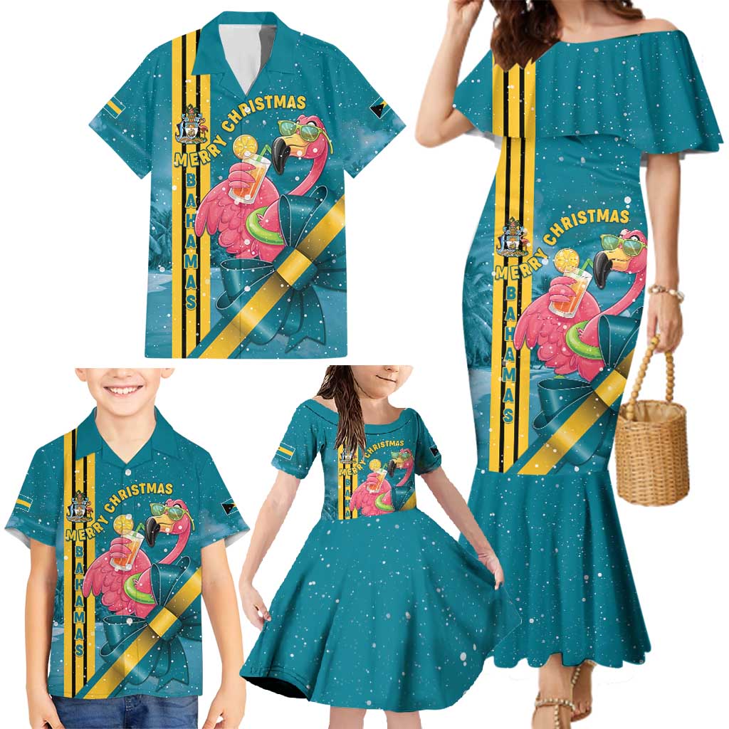 Bahamas Christmas Family Matching Mermaid Dress and Hawaiian Shirt Merry Mingo Tropical Vibes - Wonder Print Shop