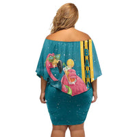 Bahamas Christmas Family Matching Off Shoulder Short Dress and Hawaiian Shirt Merry Mingo Tropical Vibes - Wonder Print Shop