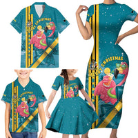 Bahamas Christmas Family Matching Short Sleeve Bodycon Dress and Hawaiian Shirt Merry Mingo Tropical Vibes - Wonder Print Shop