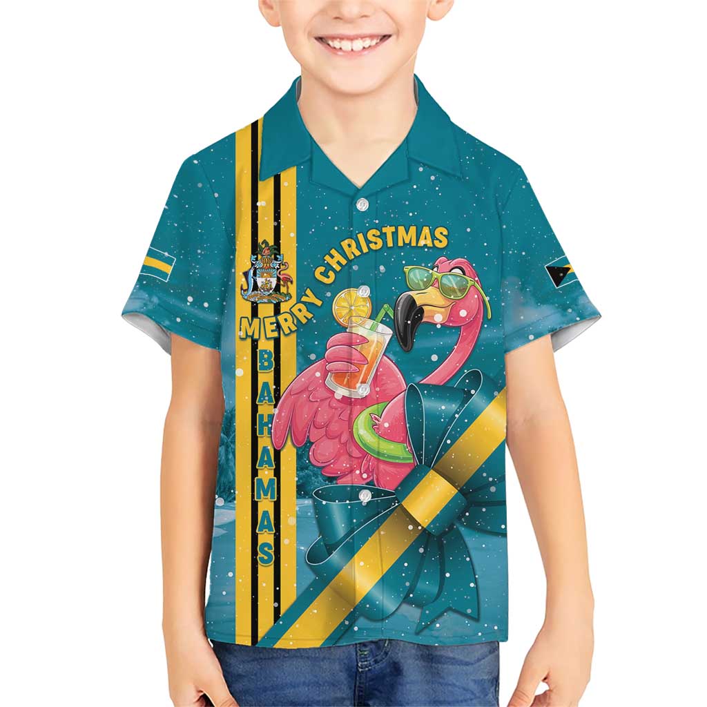 Bahamas Christmas Family Matching Short Sleeve Bodycon Dress and Hawaiian Shirt Merry Mingo Tropical Vibes - Wonder Print Shop