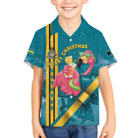 Bahamas Christmas Family Matching Short Sleeve Bodycon Dress and Hawaiian Shirt Merry Mingo Tropical Vibes - Wonder Print Shop