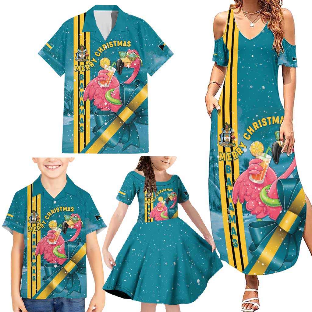 Bahamas Christmas Family Matching Summer Maxi Dress and Hawaiian Shirt Merry Mingo Tropical Vibes - Wonder Print Shop