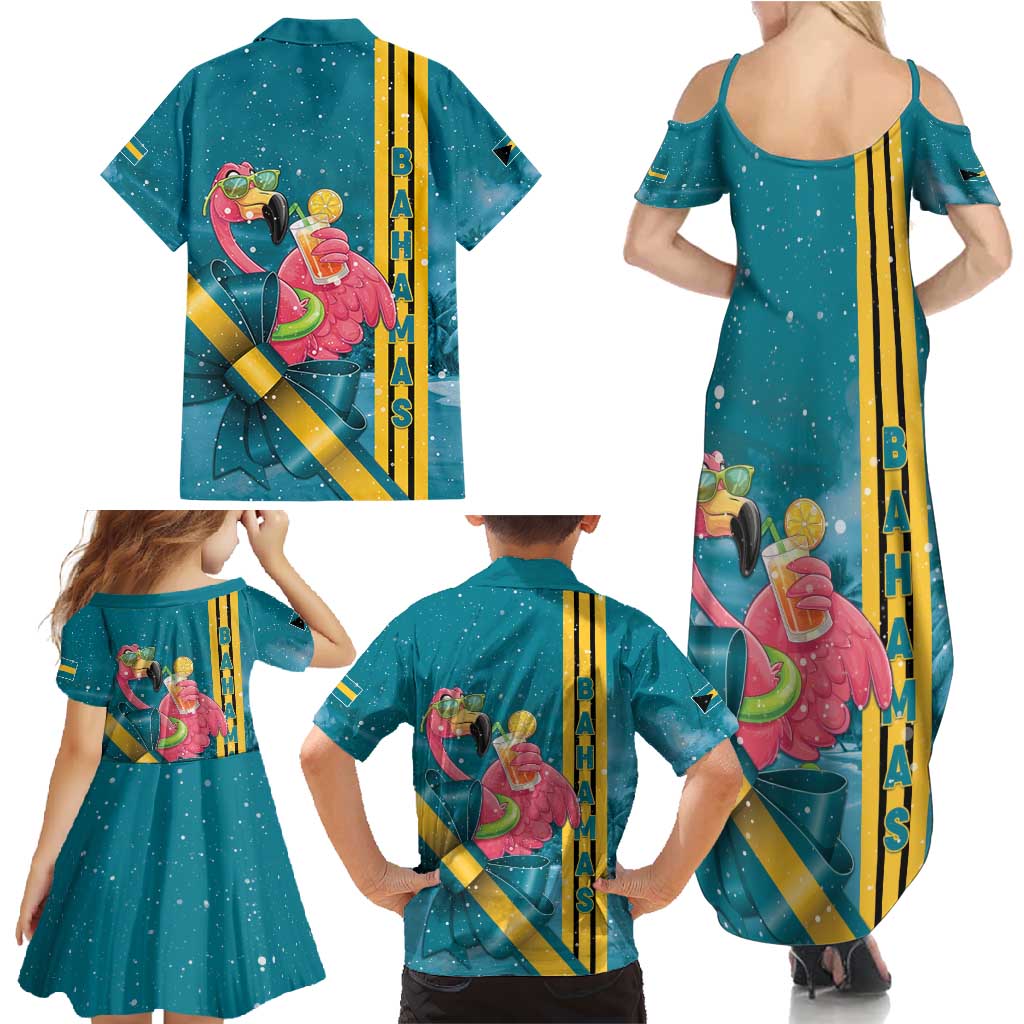 Bahamas Christmas Family Matching Summer Maxi Dress and Hawaiian Shirt Merry Mingo Tropical Vibes - Wonder Print Shop