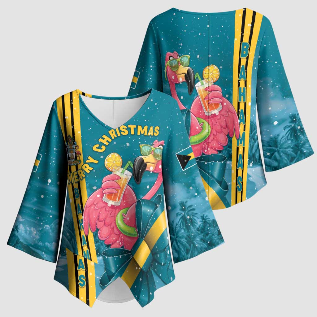 Bahamas Christmas Kimono Sleeve Blouse Merry Mingo Tropical Vibes - Wonder Print Shop