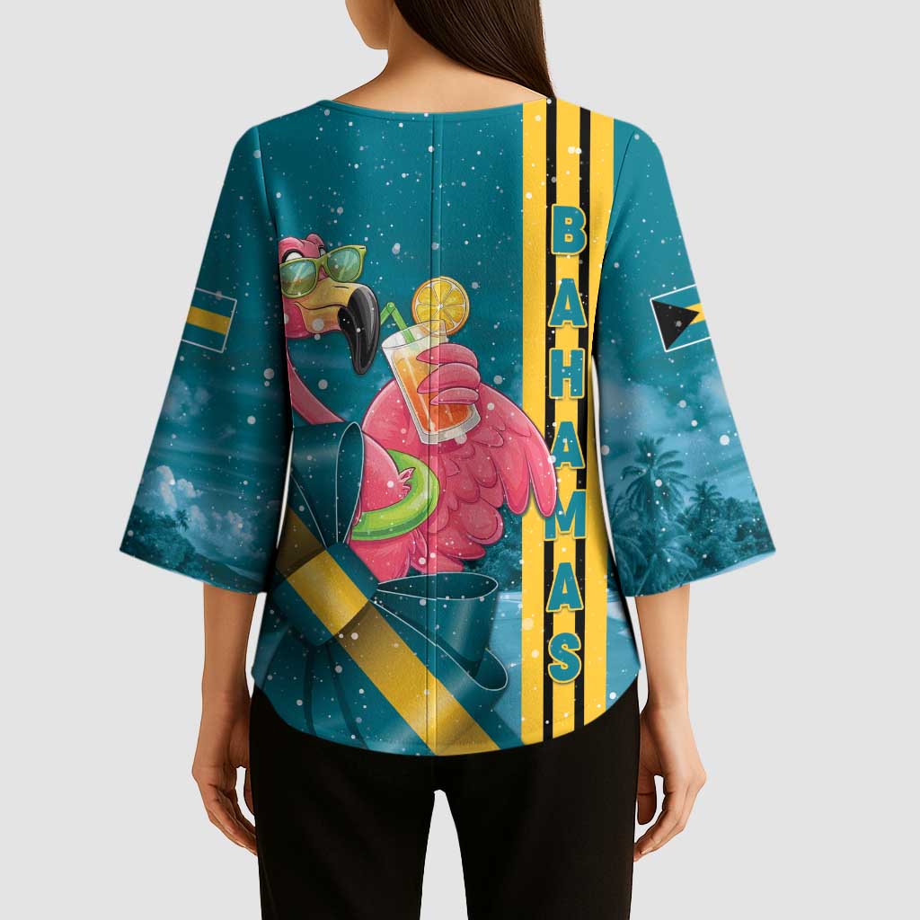 Bahamas Christmas Kimono Sleeve Blouse Merry Mingo Tropical Vibes - Wonder Print Shop