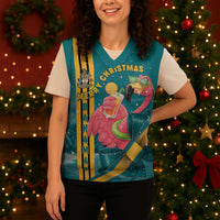 Bahamas Christmas Knitted V-Neck Vest Merry Mingo Tropical Vibes - Wonder Print Shop