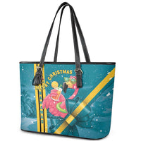 Bahamas Christmas Leather Tote Bag Merry Mingo Tropical Vibes - Wonder Print Shop