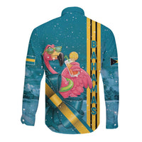 Bahamas Christmas Long Sleeve Button Shirt Merry Mingo Tropical Vibes - Wonder Print Shop
