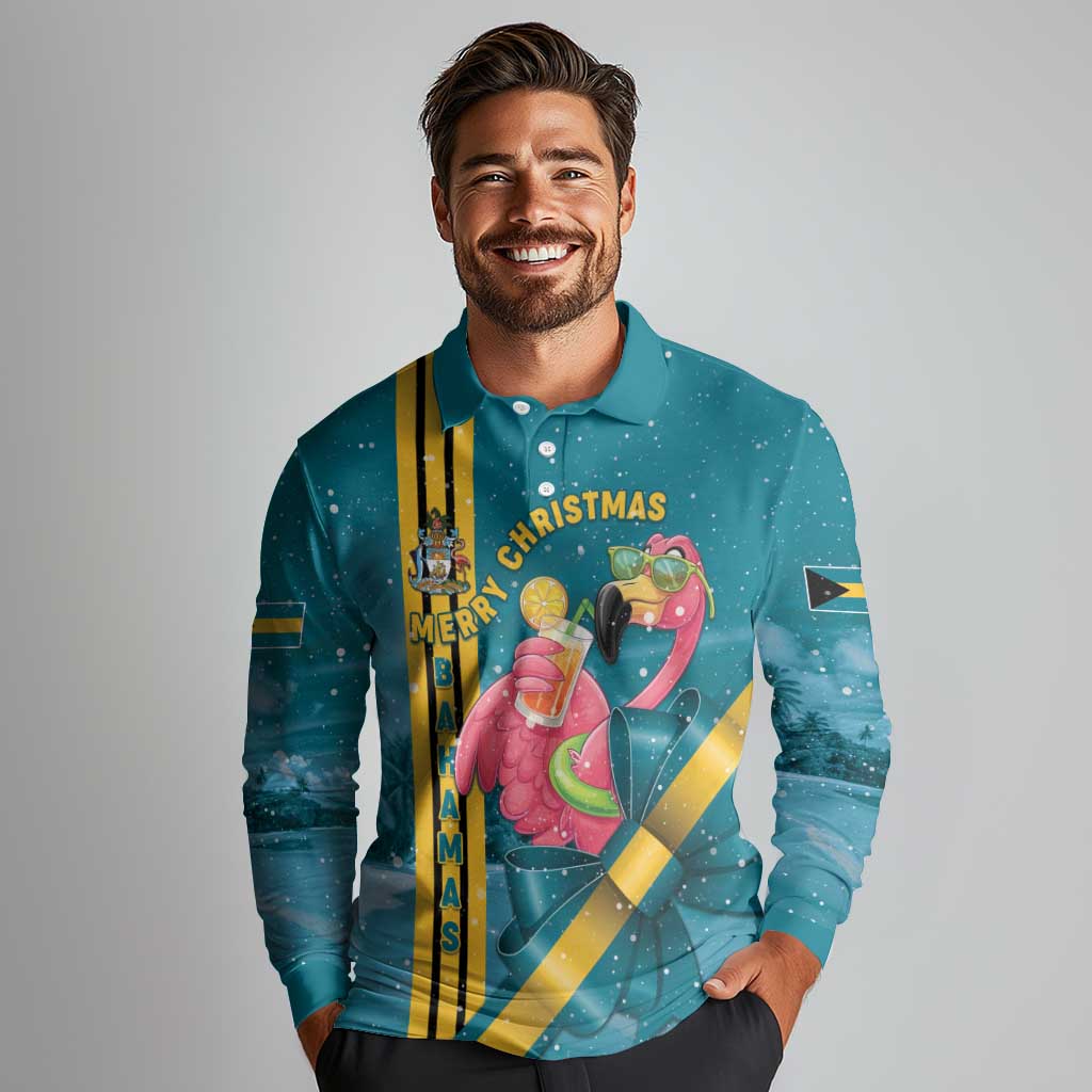 Bahamas Christmas Long Sleeve Polo Shirt Merry Mingo Tropical Vibes - Wonder Print Shop