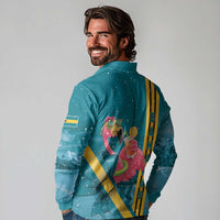 Bahamas Christmas Long Sleeve Polo Shirt Merry Mingo Tropical Vibes - Wonder Print Shop