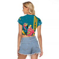 Bahamas Christmas Raglan Cropped T Shirt Merry Mingo Tropical Vibes - Wonder Print Shop