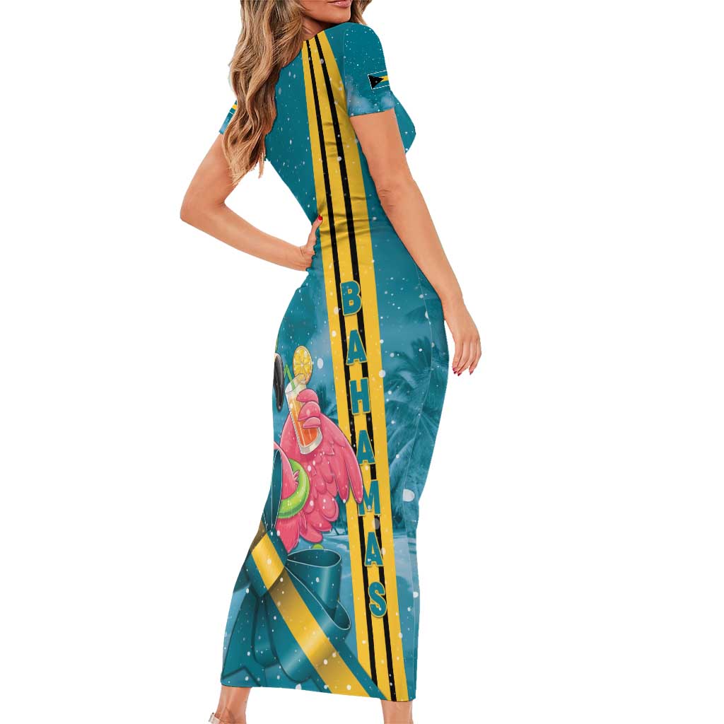 Bahamas Christmas Short Sleeve Bodycon Dress Merry Mingo Tropical Vibes - Wonder Print Shop