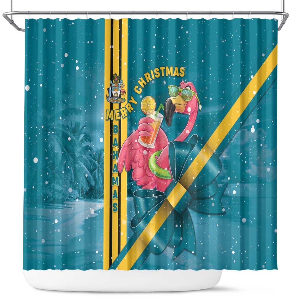 Bahamas Christmas Shower Curtain Merry Mingo Tropical Vibes - Wonder Print Shop