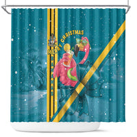 Bahamas Christmas Shower Curtain Merry Mingo Tropical Vibes - Wonder Print Shop