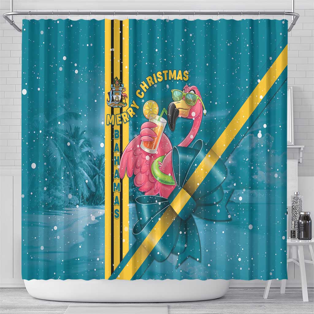 Bahamas Christmas Shower Curtain Merry Mingo Tropical Vibes - Wonder Print Shop