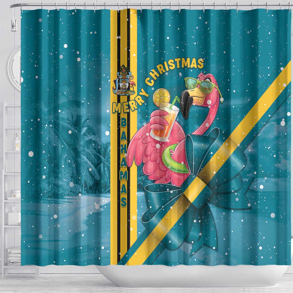 Bahamas Christmas Shower Curtain Merry Mingo Tropical Vibes - Wonder Print Shop