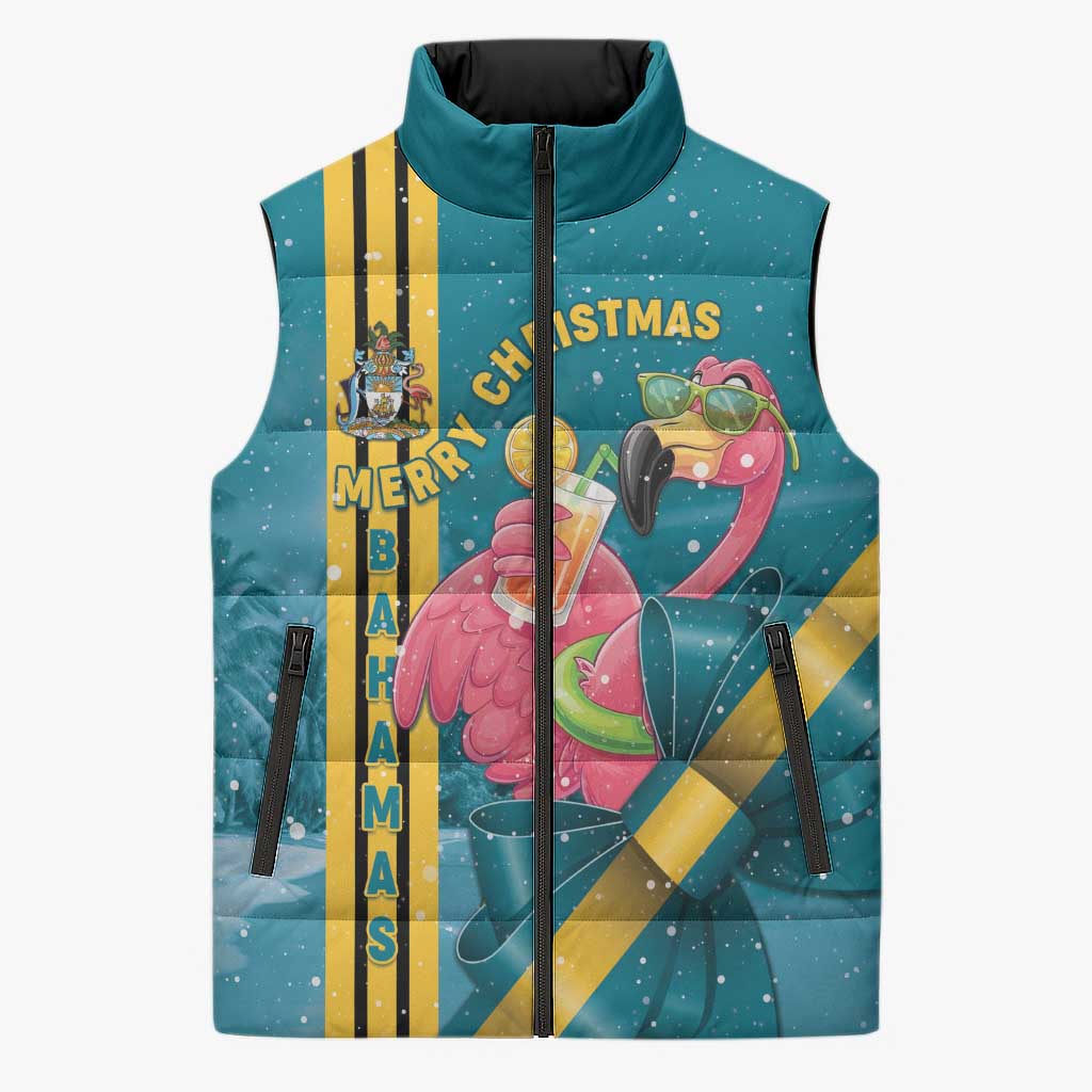 Bahamas Christmas Sleeveless Puffer Jacket Merry Mingo Tropical Vibes - Wonder Print Shop