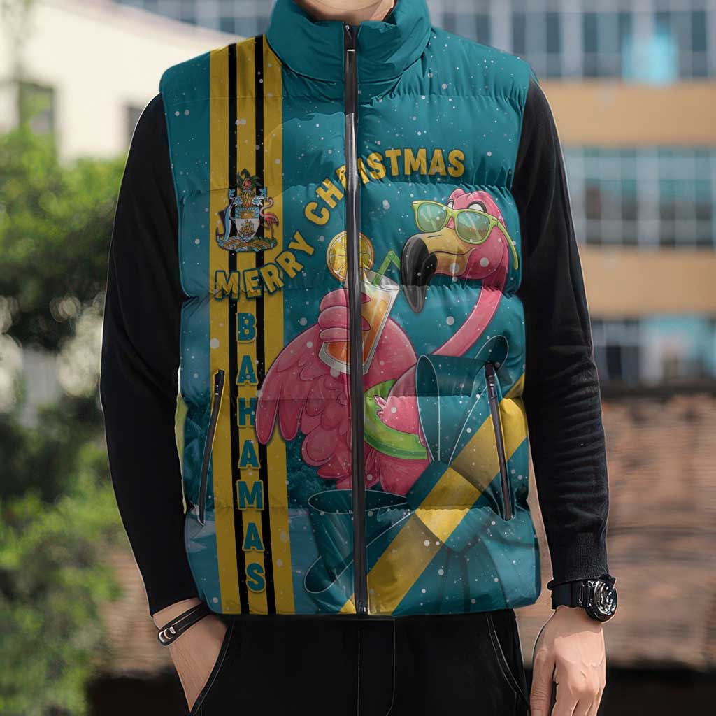 Bahamas Christmas Sleeveless Puffer Jacket Merry Mingo Tropical Vibes - Wonder Print Shop