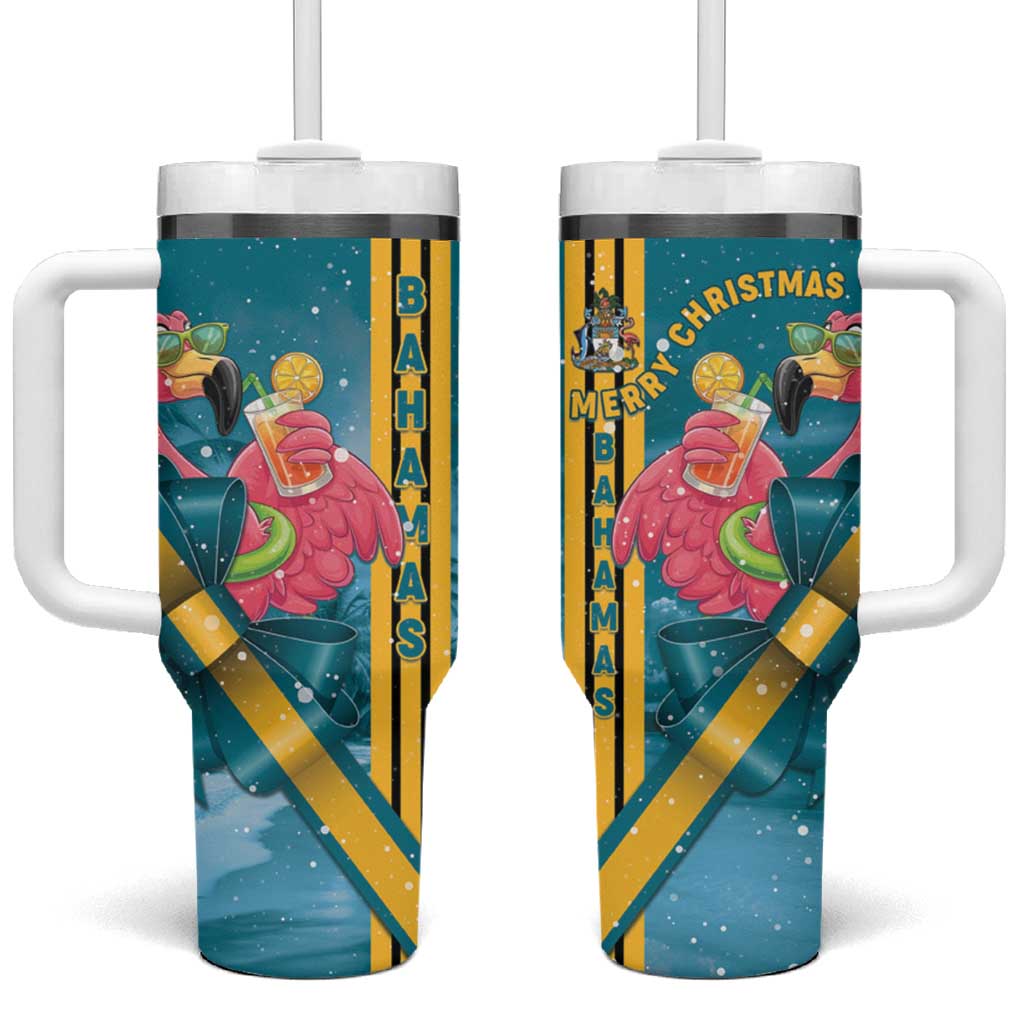 Bahamas Christmas Tumbler With Handle Merry Mingo Tropical Vibes - Wonder Print Shop
