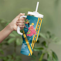 Bahamas Christmas Tumbler With Handle Merry Mingo Tropical Vibes - Wonder Print Shop