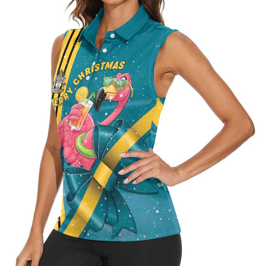 Bahamas Christmas Women Sleeveless Polo Shirt Merry Mingo Tropical Vibes - Wonder Print Shop