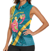Bahamas Christmas Women Sleeveless Polo Shirt Merry Mingo Tropical Vibes - Wonder Print Shop